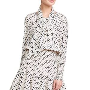 FIGUE Carlita Long-Sleeve Polka Dot 100% Silk Lined Mini Dress
